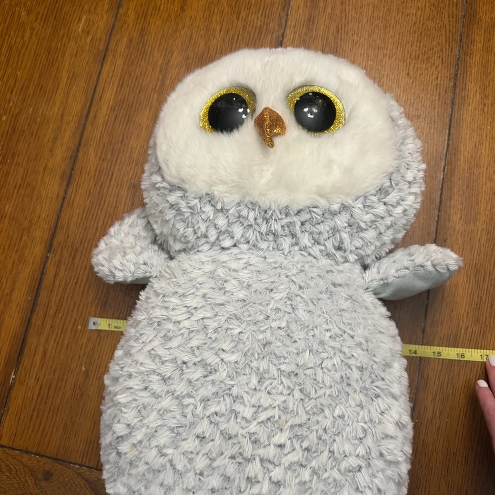 20” TY Owlette Plush Owl Toy for Birds - Gray and Gold